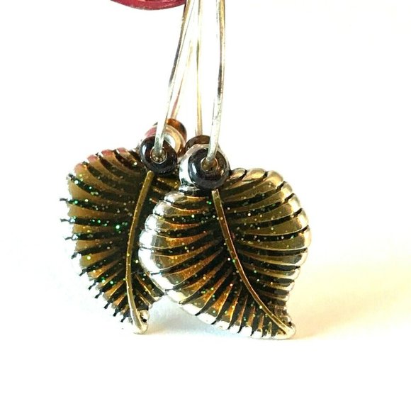 Leaf Earrings Fall Thanksgiving Autumn Tree Leaves Halloween Harvest Plated - Picture 2 of 9